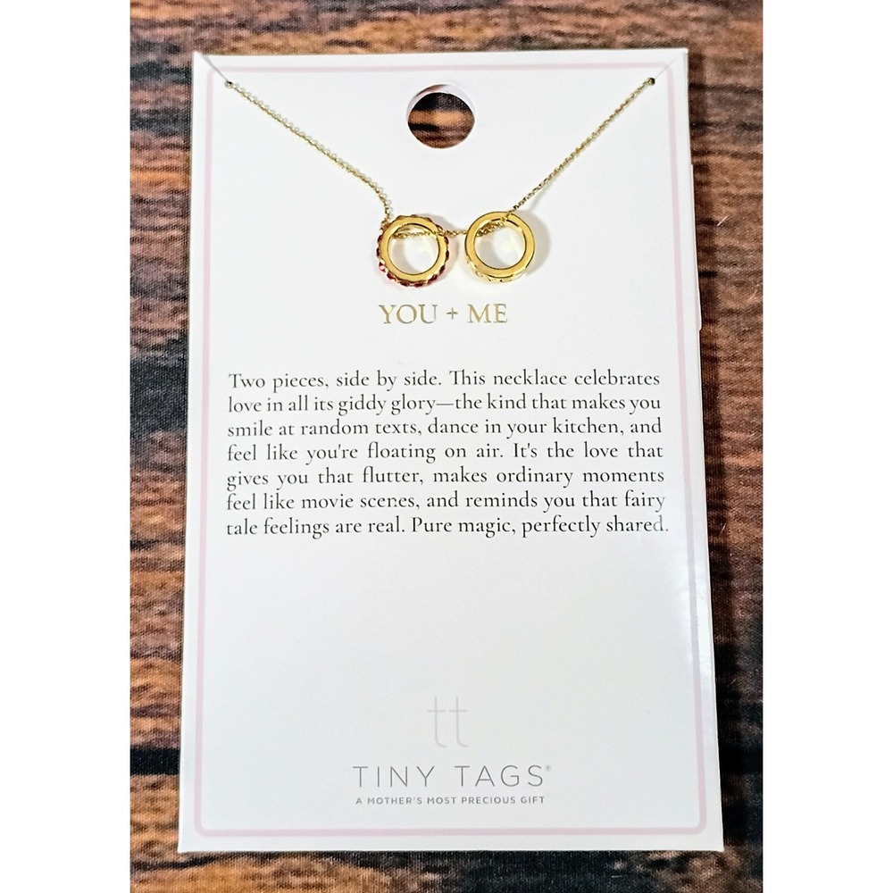 Tiny Tags‎ You + Me Necklace 14k Gold Ion Plated Interlocking Circles 16-18 inch